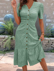 White doll collar short sleeve dress by FJØRNA, featuring a cute and stylish design perfect for young girls.