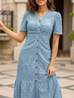 White doll collar short sleeve dress by FJØRNA, featuring a classic and adorable design perfect for young girls.