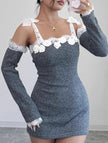 Spliced hand-crocheted one-shoulder dress by FJØRNA in white, featuring intricate crochet details and a stylish asymmetrical design.