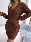 White cable-knit waist-hugging hip dress by FJØRNA, featuring a stylish and cozy design perfect for casual or elegant looks.