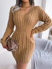 White cable-knit waist-hugging hip dress by FJØRNA, featuring a stylish and comfortable design with a fitted silhouette.