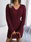 White cable-knit waist-hugging hip dress by FJØRNA, featuring a stylish and cozy knitted design perfect for casual or chic occasions.