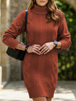 White high-neck long-sleeved bodycon sweater dress by FJØRNA, featuring a fitted silhouette and soft knit fabric.