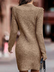 FJØRNA white round neck long-sleeved bodycon sweater dress hanging on a mannequin.