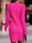 FJØRNA white long-sleeved bodycon sweater dress with a round neckline, fitted design, and soft knit fabric.
