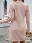 FJØRNA solid white long-sleeved sweater dress, cozy and stylish, displayed on a hanger against a plain background.