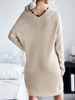 FJØRNA simple lace V-neck knit dress in white, featuring a classic design and soft fabric, perfect for casual or dressy occasions.