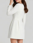 Elegant white velvet square neck dress for women by FJØRNA, featuring a stylish, sophisticated design.