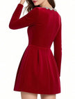 Elegant white velvet square neck dress for women by FJØRNA, featuring a stylish and sophisticated design.