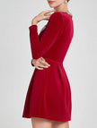 White velvet square neck dress for women by FJØRNA, elegant and stylish, featuring a smooth fabric and sophisticated design.
