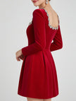 Elegant white velvet square neck dress for women by FJØRNA, showcasing a stylish and sophisticated design.