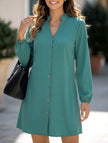 FJØRNA solid white long sleeve A-line midi dress with a fitted waist and flowing skirt, perfect for elegant occasions.