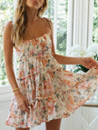 FJØRNA resort style white short dress with sexy print, high-end design, perfect for summer or casual occasions