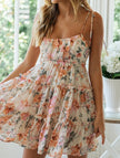 FJØRNA resort style white high-end short dress with sexy print, perfect for summer or beach occasions.