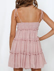 FJØRNA resort style white short dress with sexy print, high-end design, perfect for summer or vacation wear.