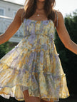 FJØRNA resort style white high-end short dress with sexy print, perfect for summer occasions.