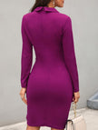 FJØRNA slim-fit purple fake two professional dress, stylish and tailored, shown on a model with a sleek design and elegant fit.