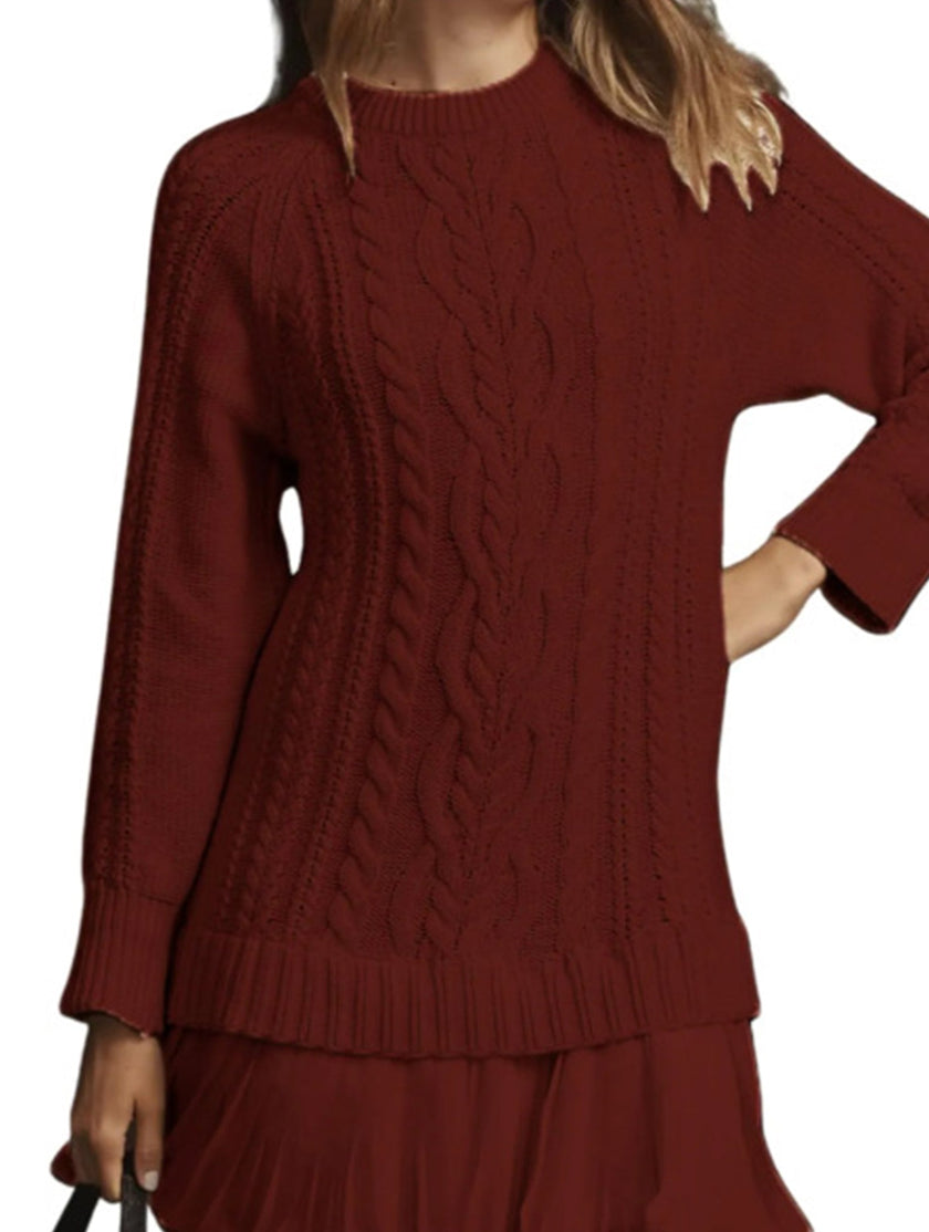 White cable knit chiffon patchwork mini dress by FJØRNA featuring a cozy, textured knit and stylish patchwork design.