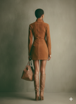 Caramel Faux Suede Mini Dress For Women