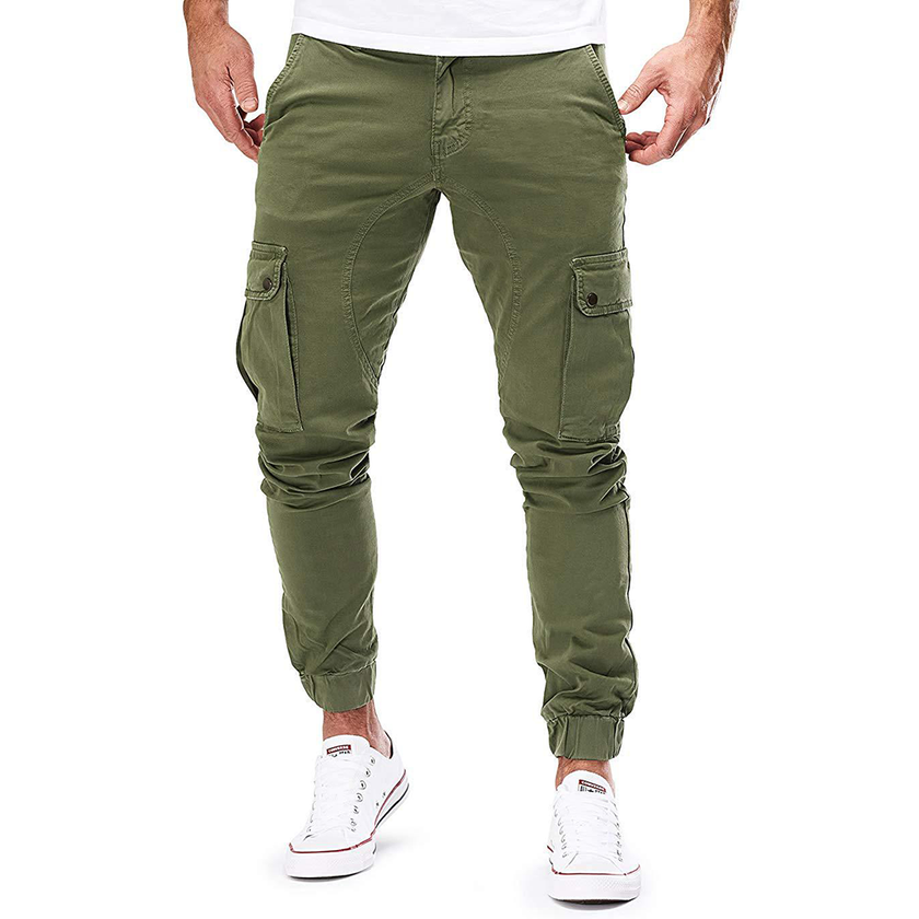 FJØRNA men's slim fit cargo joggers with multiple pockets, featuring a modern design and comfortable fit for casual wear.