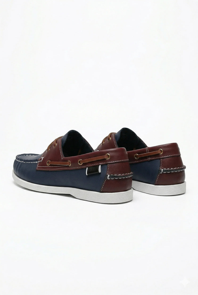 FJØRNA men's boat shoes with PU upper, nautical style, smart casual design, shown in a refined spring ease color variant.