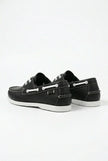 FJØRNA men's boat shoes with PU upper, nautical style, casual design, featuring white laces and smooth tan finish.