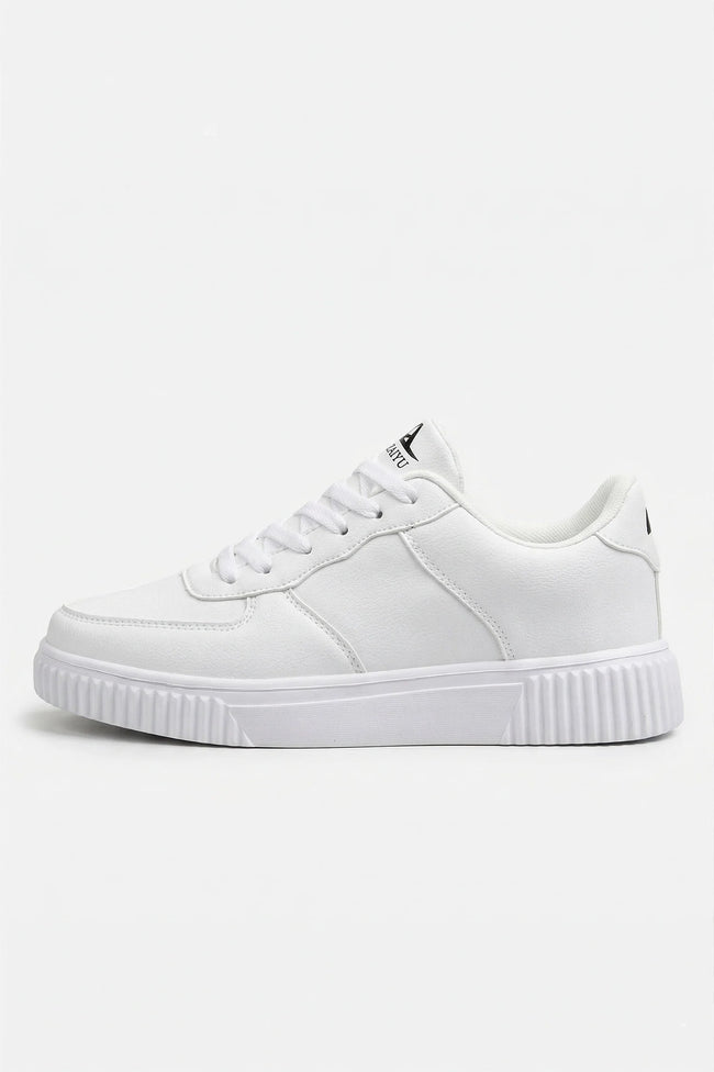 White men's walking shoes by FJØRNA with breathable mesh, cushioned support, and lightweight casual design.
