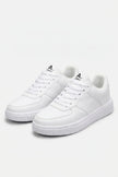 White men's walking shoes by FJØRNA, lightweight breathable sneakers with flexible cushioned soles and casual design.