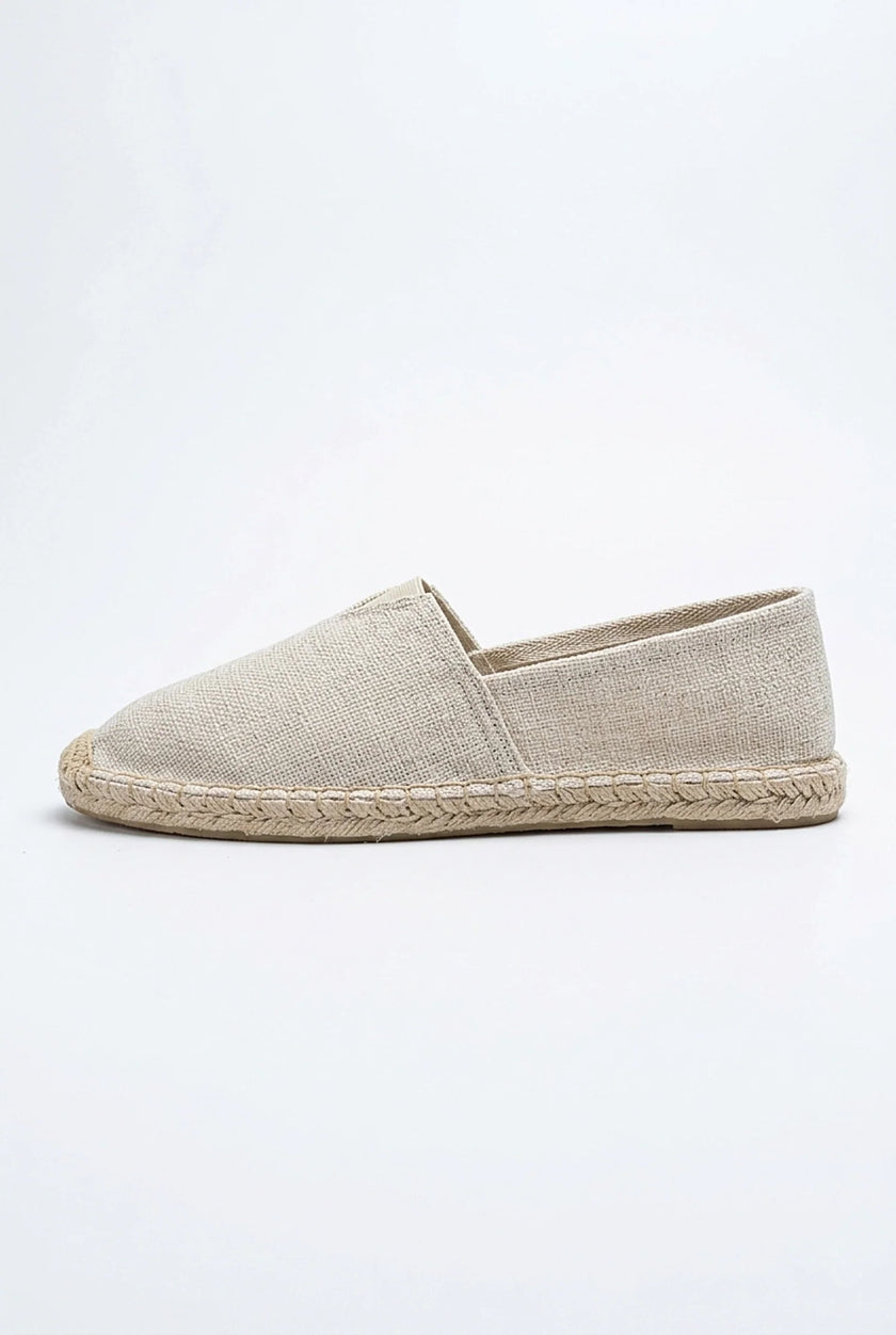 FJØRNA men's linen espadrille shoes, slip-on lightweight summer shoes with breathable fabric and casual style.