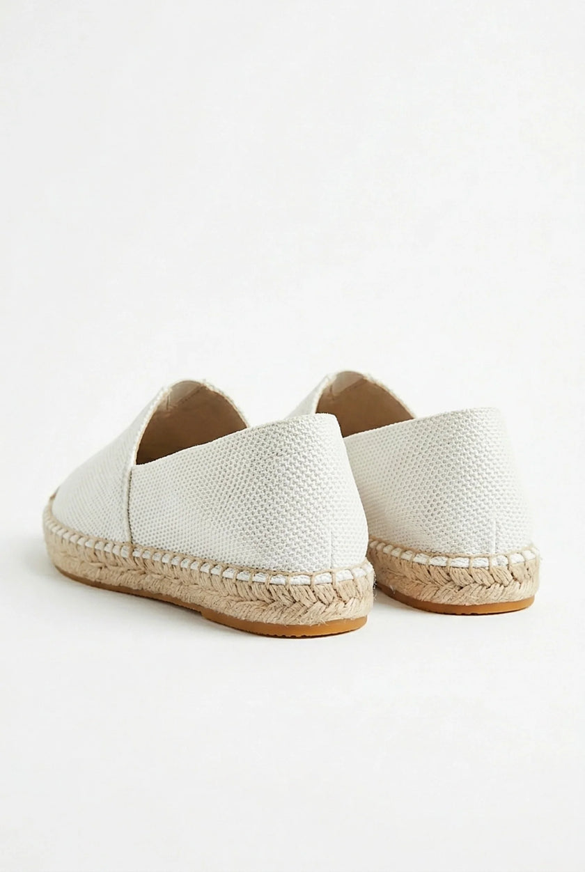 Men's lightweight linen espadrille shoes by FJØRNA, slip-on design, perfect for summer, shown in a side view.