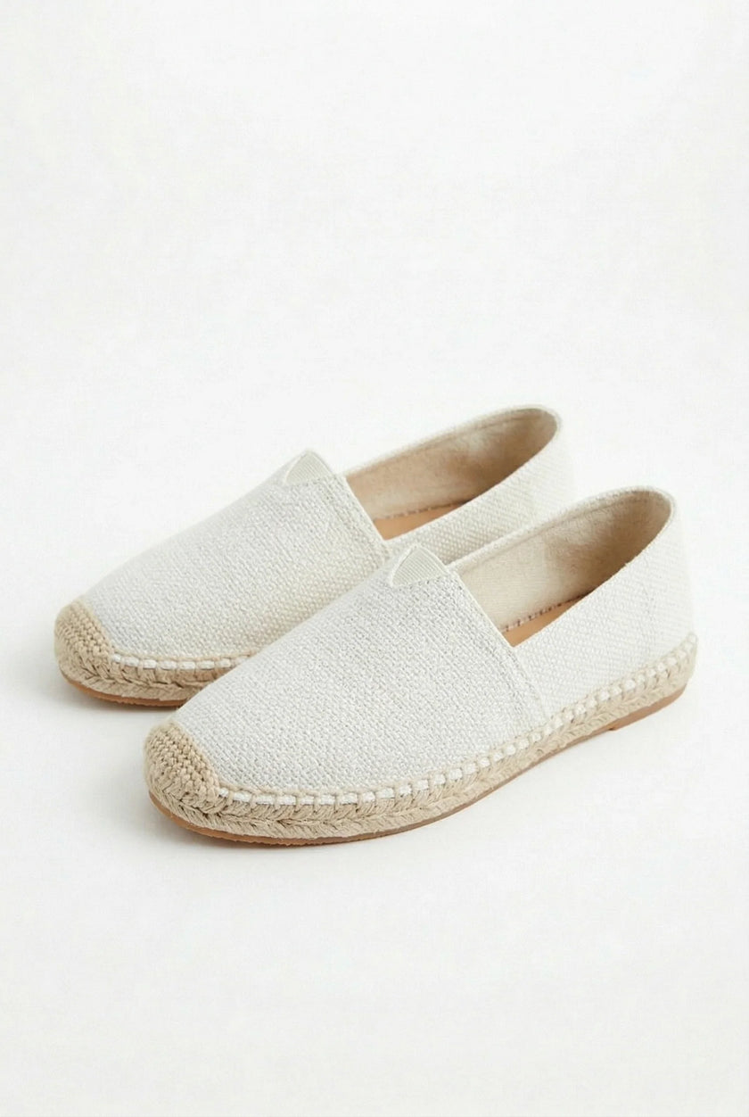 Men's linen espadrille shoes by FJØRNA, slip-on lightweight summer footwear with breathable fabric and casual style.