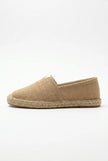 Men's linen espadrille shoes by FJØRNA, slip-on lightweight summer footwear with woven fabric and casual design.