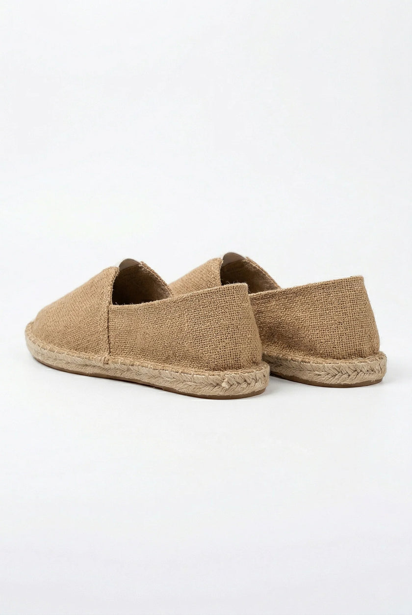 Men's linen espadrille shoes by FJØRNA, slip-on lightweight summer footwear with a casual, breathable design.
