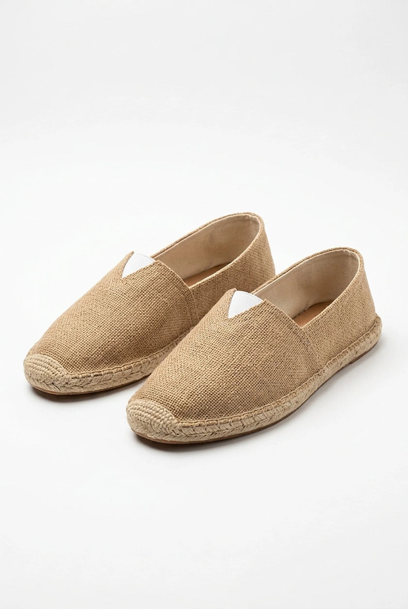 Men's linen espadrille shoes by FJØRNA, slip-on lightweight summer shoes with breathable fabric and casual style.