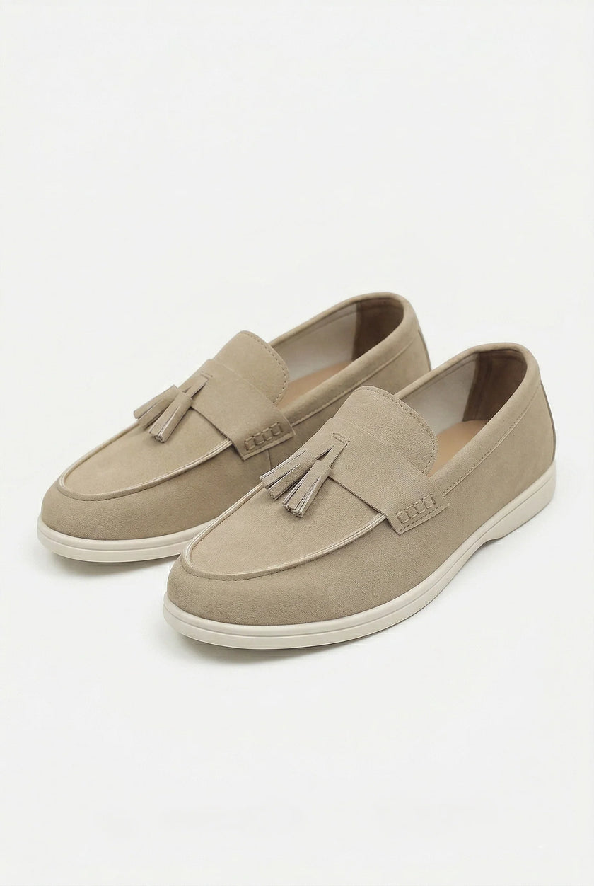 Men's slip-on loafers by FJØRNA with PU finish, featuring a sleek smart casual design, shown in a close-up shot.
