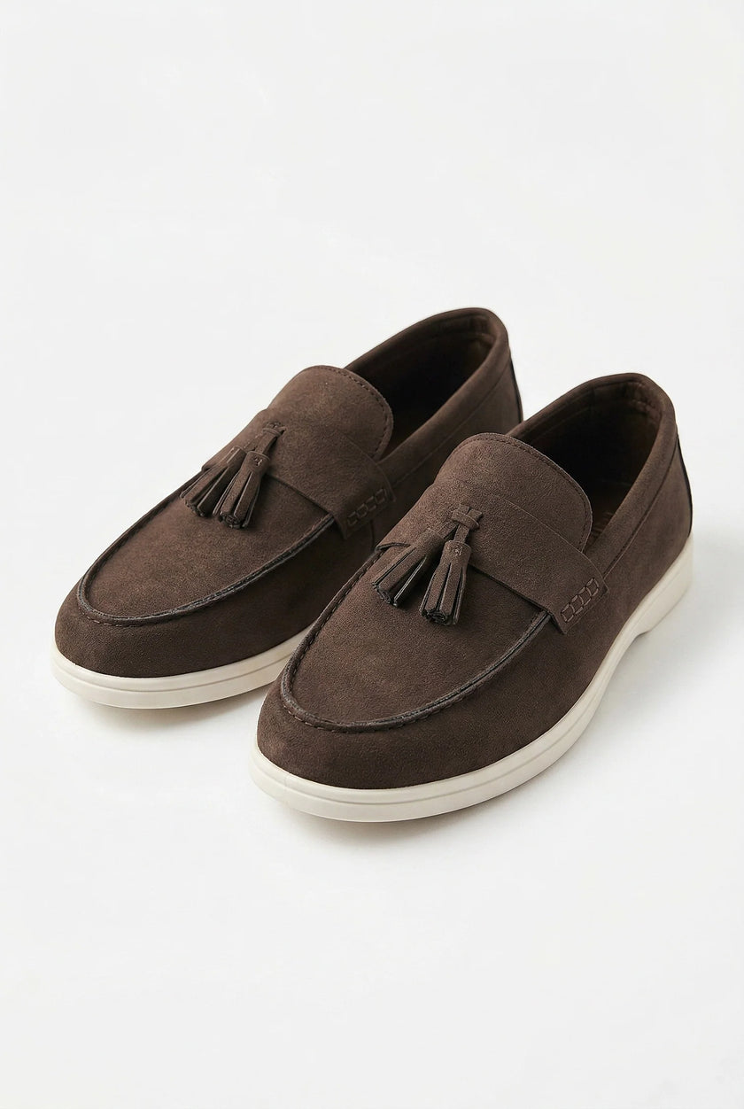 Men's slip-on loafers by FJØRNA with a PU finish, featuring a sleek casual design and comfortable fit.