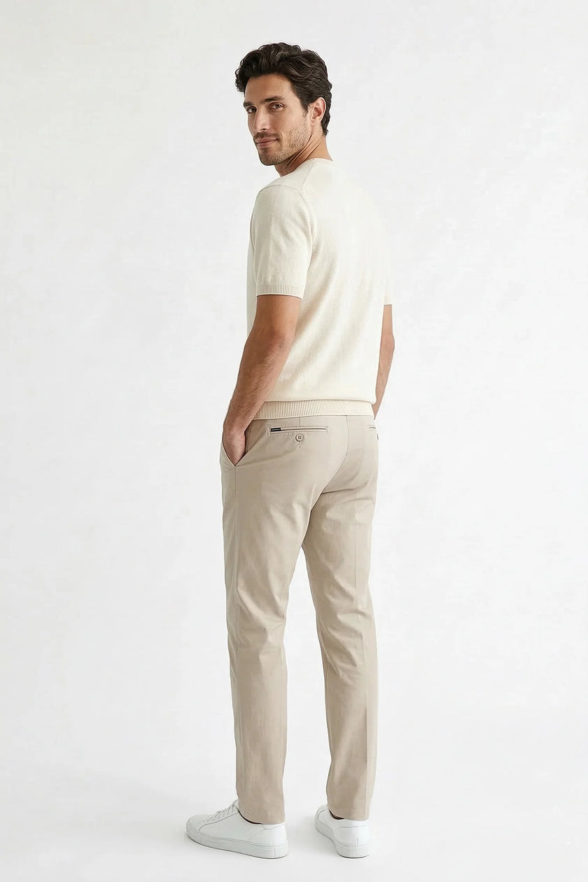 Men's FJØRNA straight chino trousers, smart structured business pants with tailored fit, ideal for professional attire.