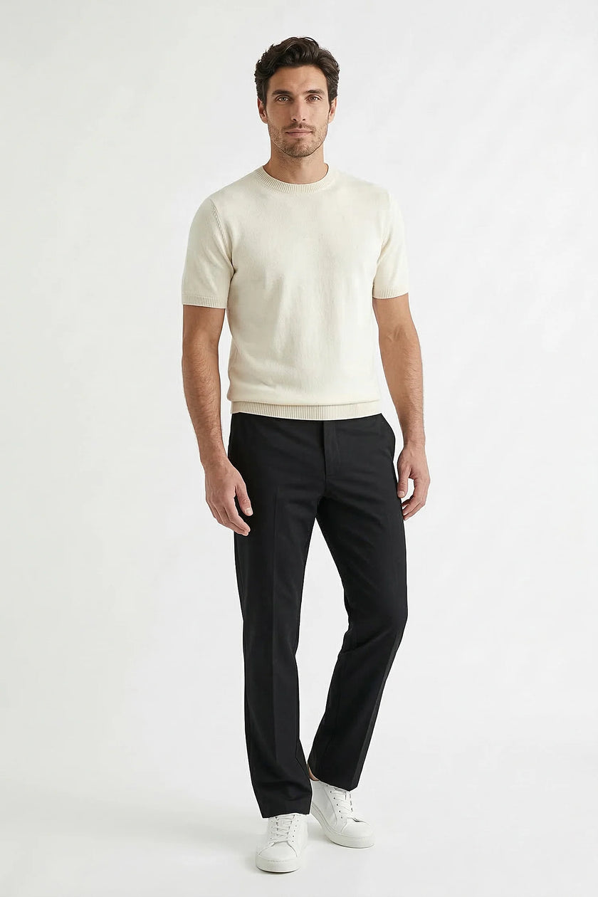 Men's FJØRNA straight chino trousers, tailored business smart pants with structured fit, suitable for professional or casual wear.