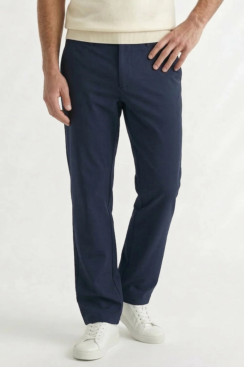 Men's FJØRNA straight chino trousers, tailored business smart pants with structured fit, ideal for professional and casual wear.