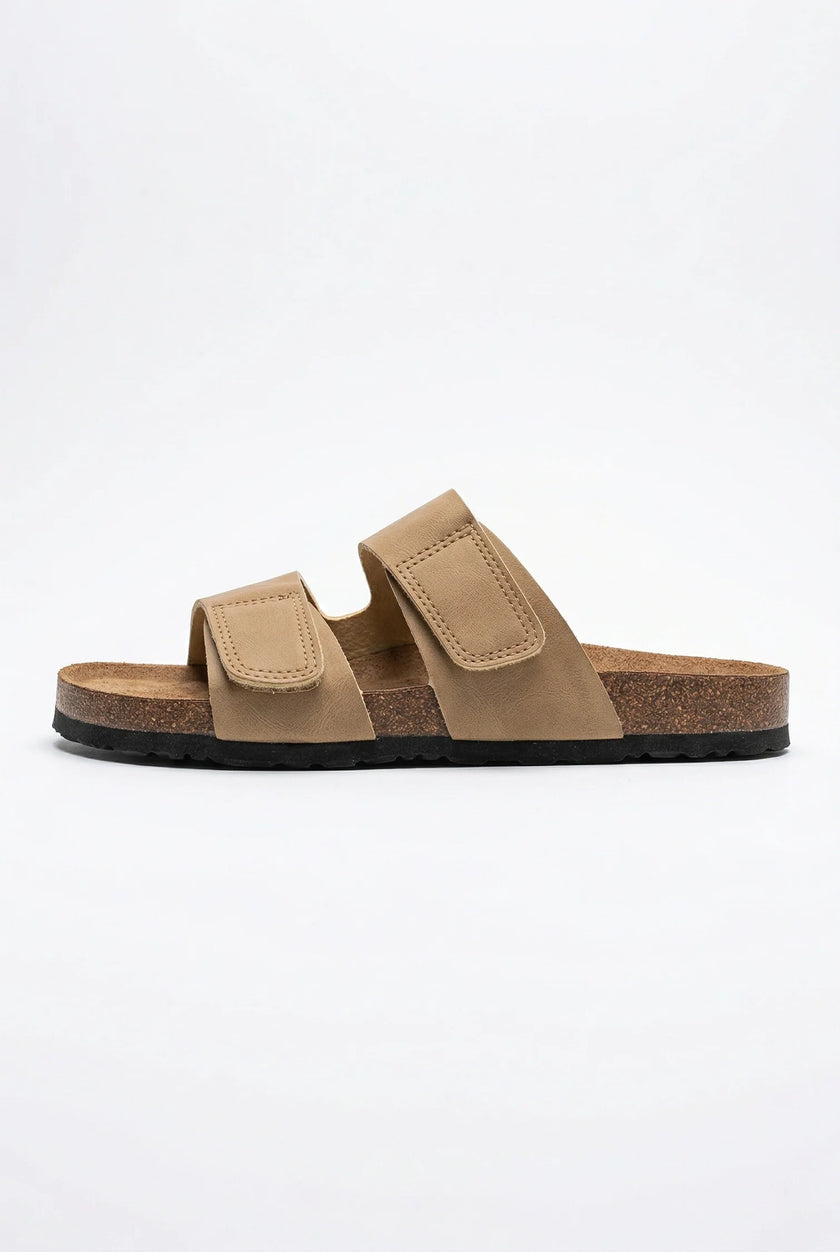 Men's FJØRNA two-strap summer sandals with adjustable straps and cushioned memory foam midsole, ideal for comfortable wear.