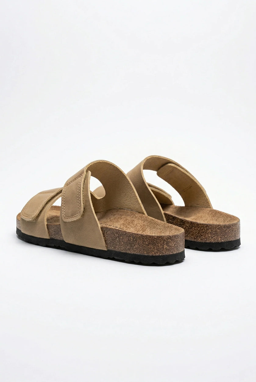 FJØRNA men's two-strap summer sandals with adjustable straps and memory foam midsole for comfortable walking.