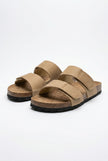 FJØRNA men's two-strap summer sandals with adjustable straps and memory foam midsole, shown from the side angle.