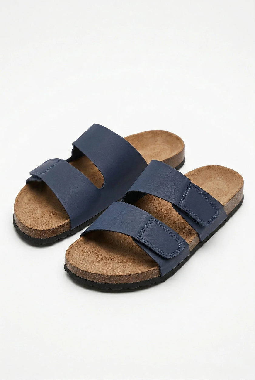 FJØRNA men's two-strap adjustable summer sandals with memory foam midsole and open-toe design.