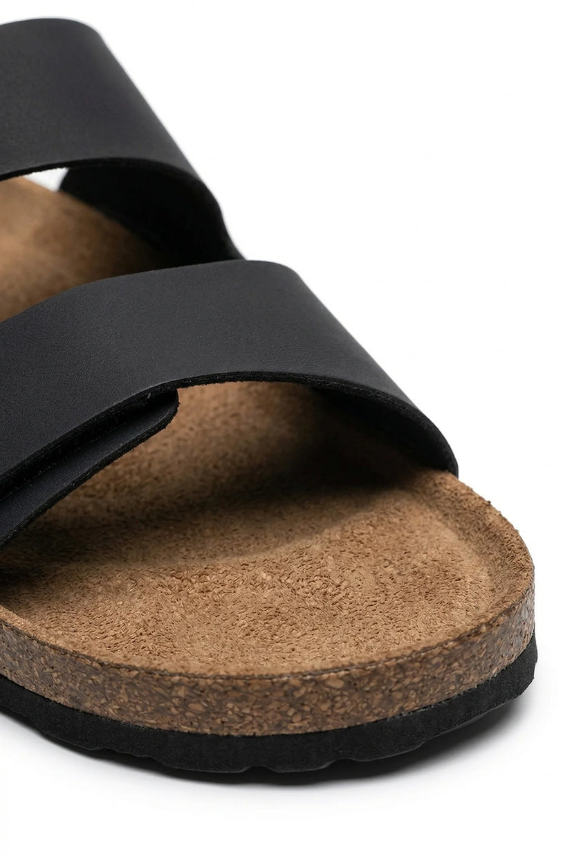 FJØRNA men's two-strap summer sandals with adjustable straps and memory foam midsole, shown from a side view.