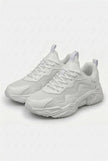 White mesh trainers for women by FJØRNA, breathable lightweight casual shoes with a modern design.