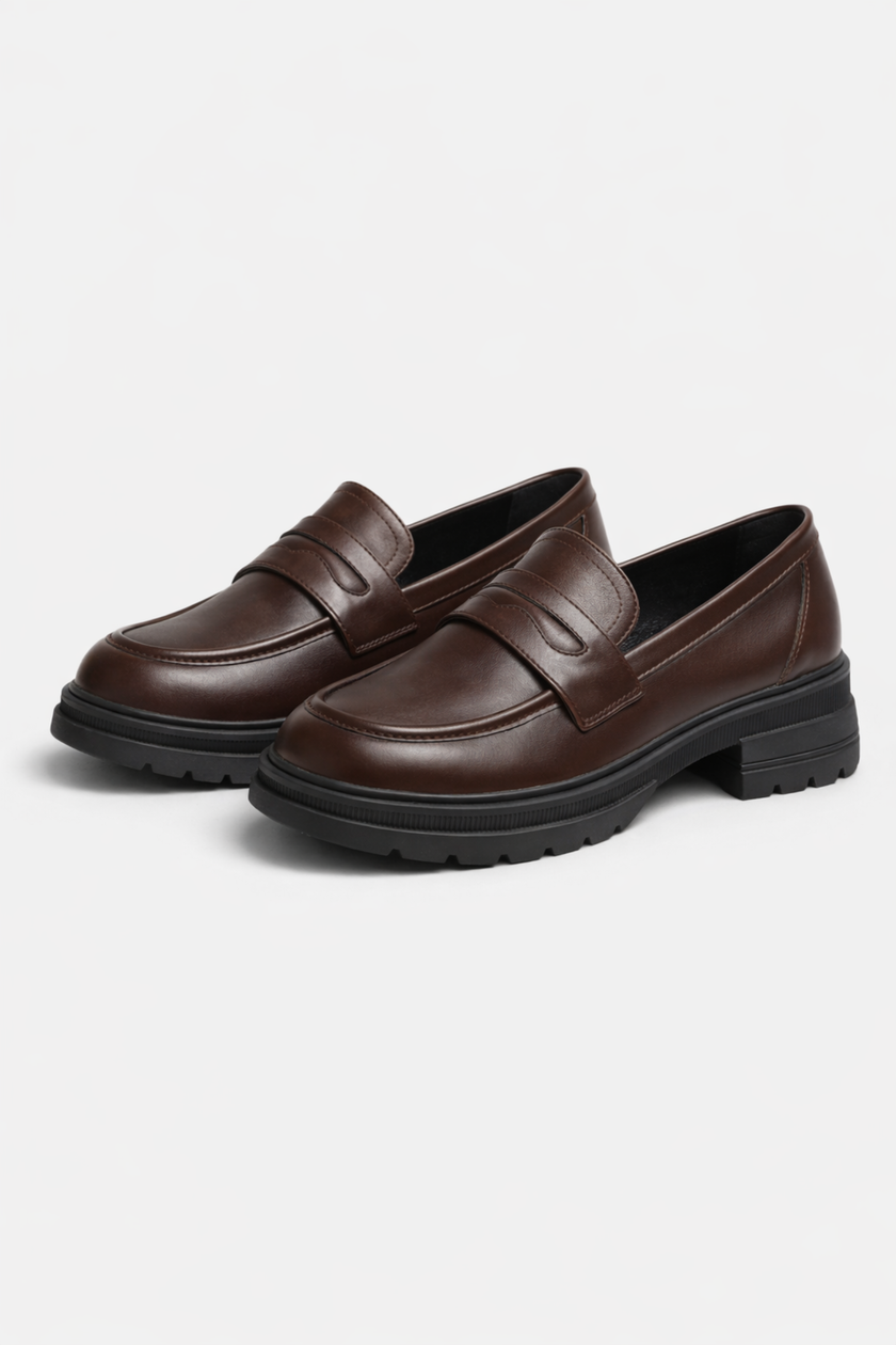 FJØRNA women's chunky loafers with block sole and platform design, perfect for spring casual and statement footwear.