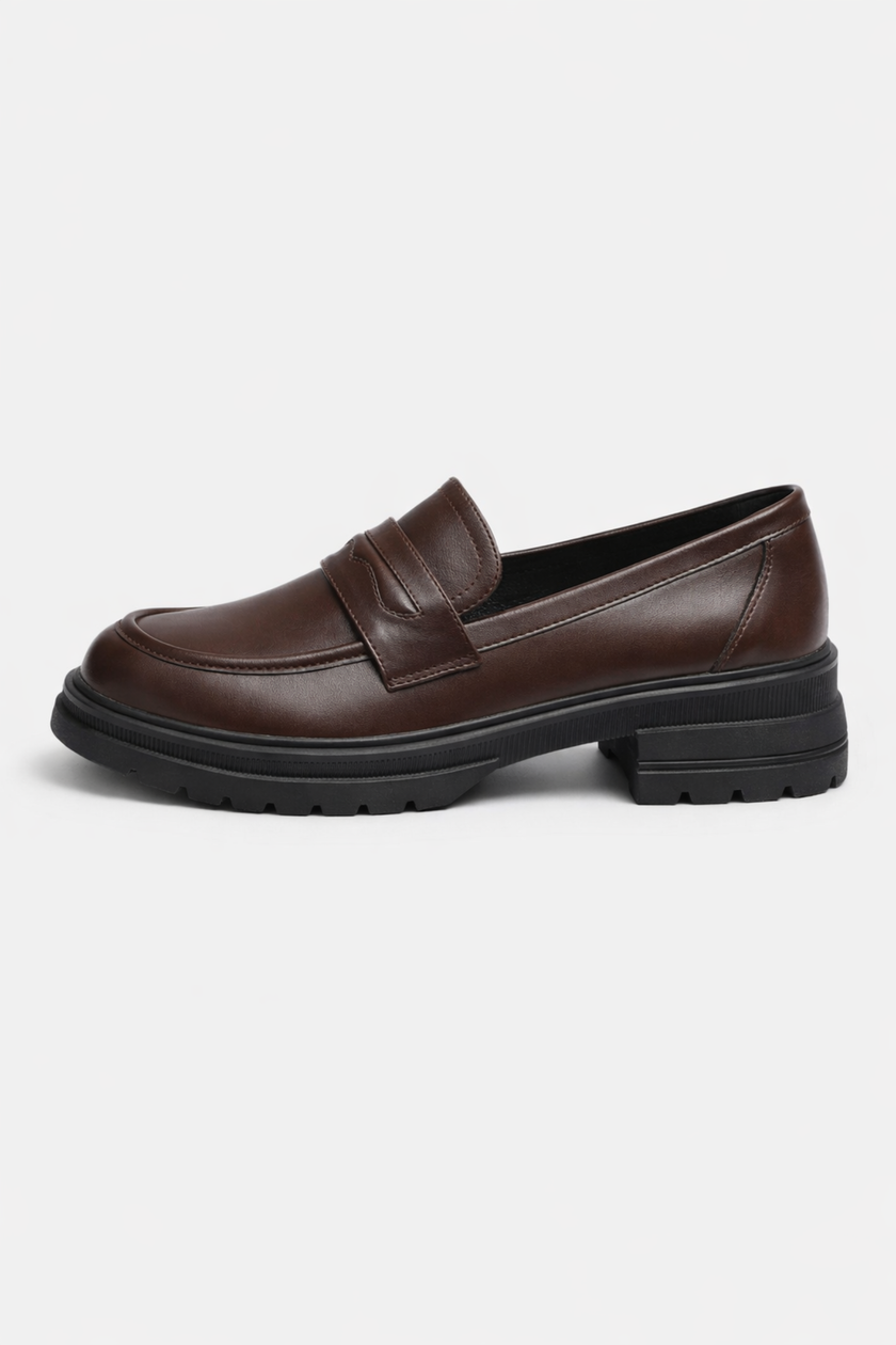 FJØRNA women's chunky loafers with block sole and platform design, suitable for spring fashion, shown in a stylish shoe image.