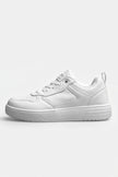 White minimalist women’s casual trainers by FJØRNA, featuring a classic design with clean lines and comfortable fit.