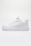 FJØRNA men's white minimalist casual trainers with clean design, suitable for everyday wear, shown from the side angle.