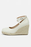 FJØRNA women's ankle-strap wedge sandals with espadrille platform, stylish and elegant footwear for women.